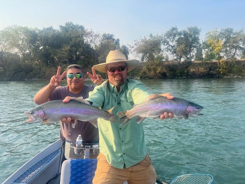 Summer fly fishing for trout on the Lower Sacramento River in Red Bluff California